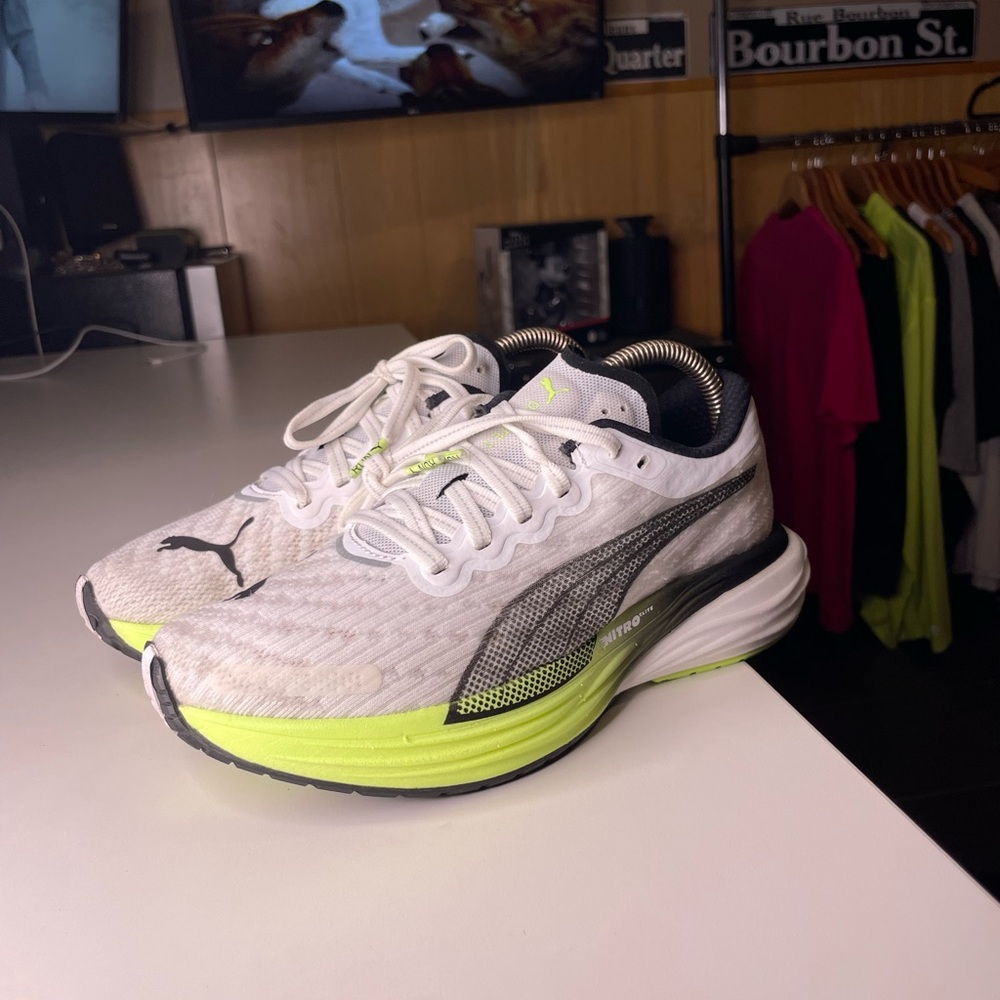 Puma Women's White Black Neon Yellow Running Shoes